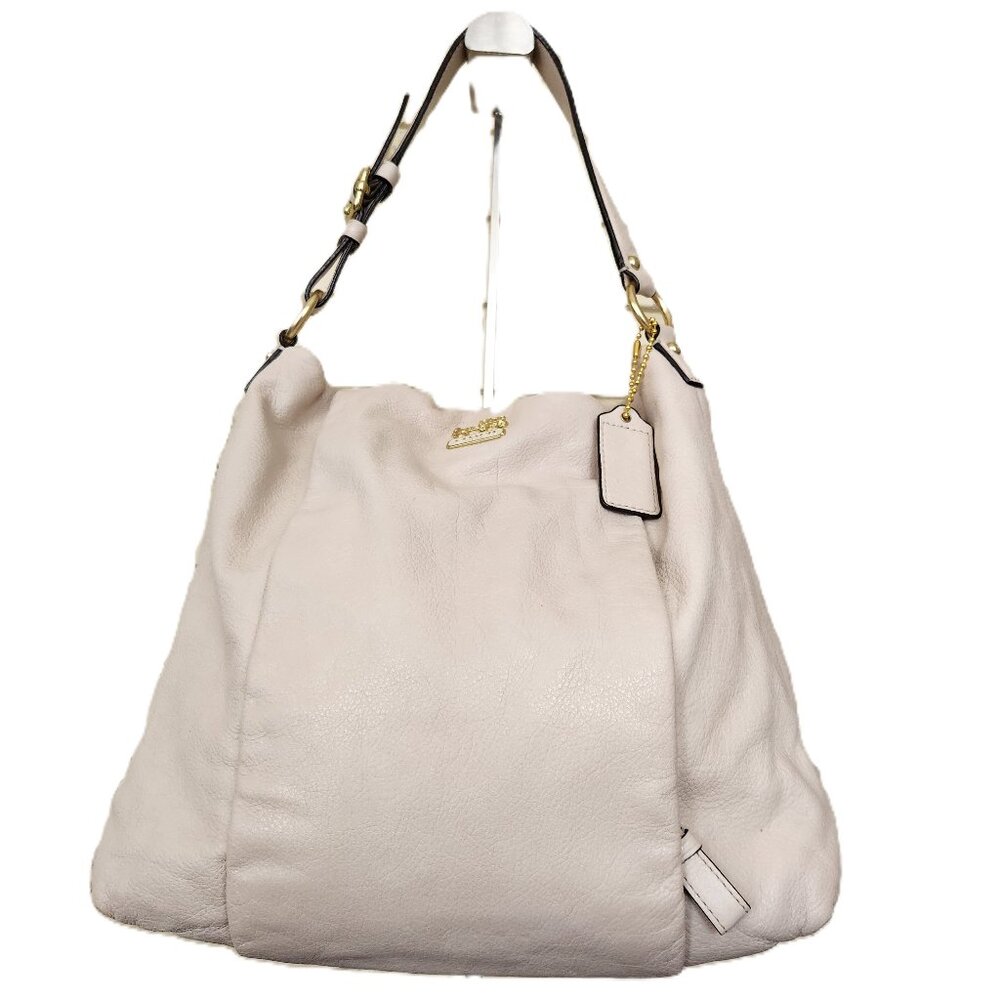 Euc Coach Madison Isabelle Off-White Leather Shoulder Bag/Handbag Purse